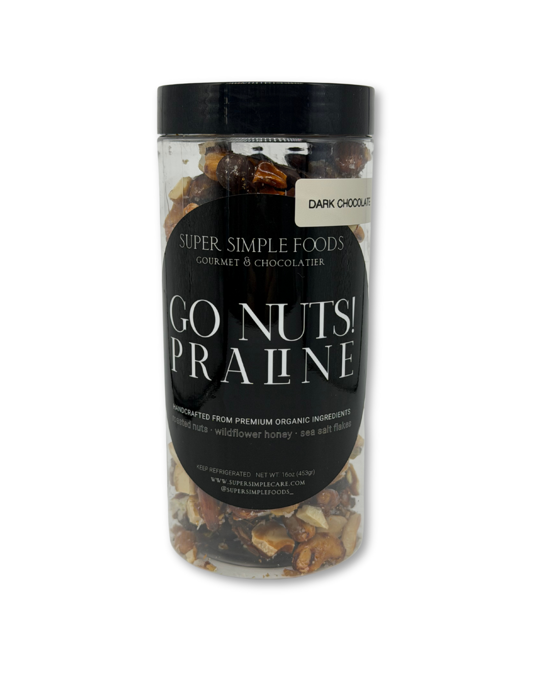 NEW! GO Nuts! Praline Dark Chocolate Jar 32oz